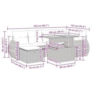 8dílná zahradní sestava s poduškami šedá polyratan akácie - obrázek 17