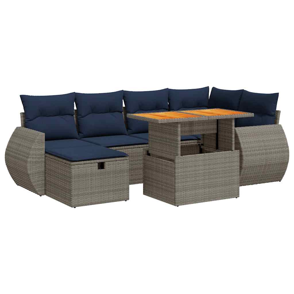 vidaXL Set canapele de grădină cu perne, 7 piese, maro, poliratan