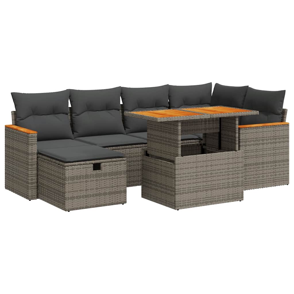 Thumbnail - vidaXL 8-tlg. Garten-Sofagarnitur mit Kissen Grau Poly Rattan