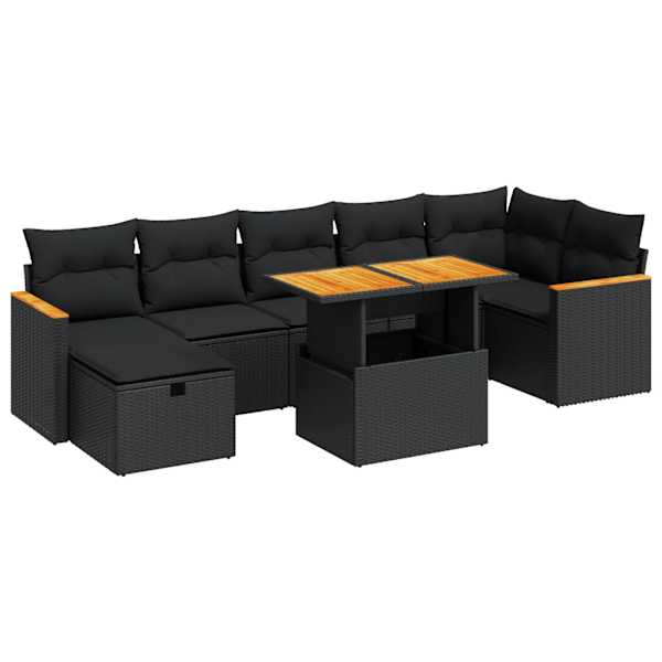vidaXL 5-osaline aiadiivanikomplekt patjadega, must, pol&uuml;rotang