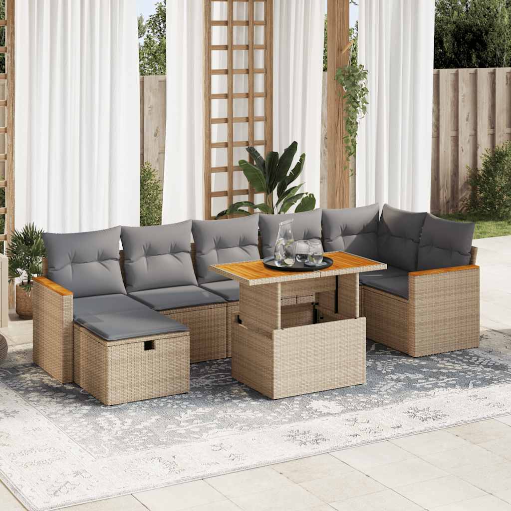 vidaXL Set canapele de grădină cu perne, 5 piese, bej, poliratan
