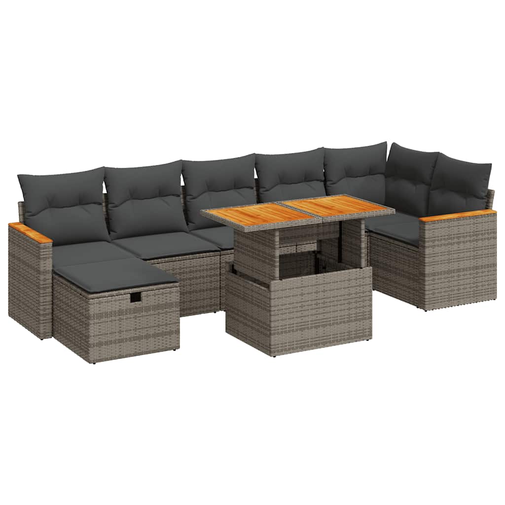 Thumbnail - vidaXL 5-tlg. Garten-Sofagarnitur mit Kissen Grau Poly Rattan