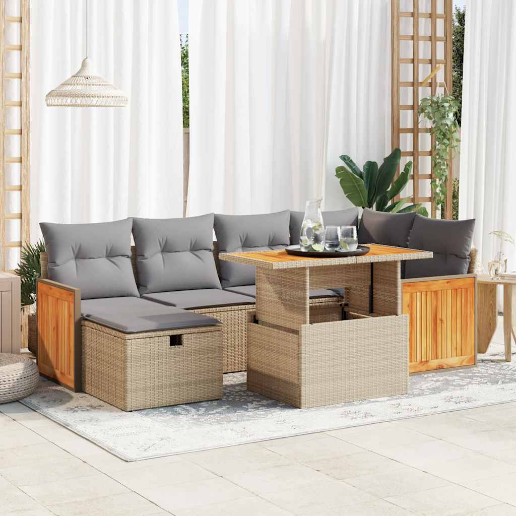 vidaXL Set canapele de grădină, 8 piese, cu perne, bej, poliratan