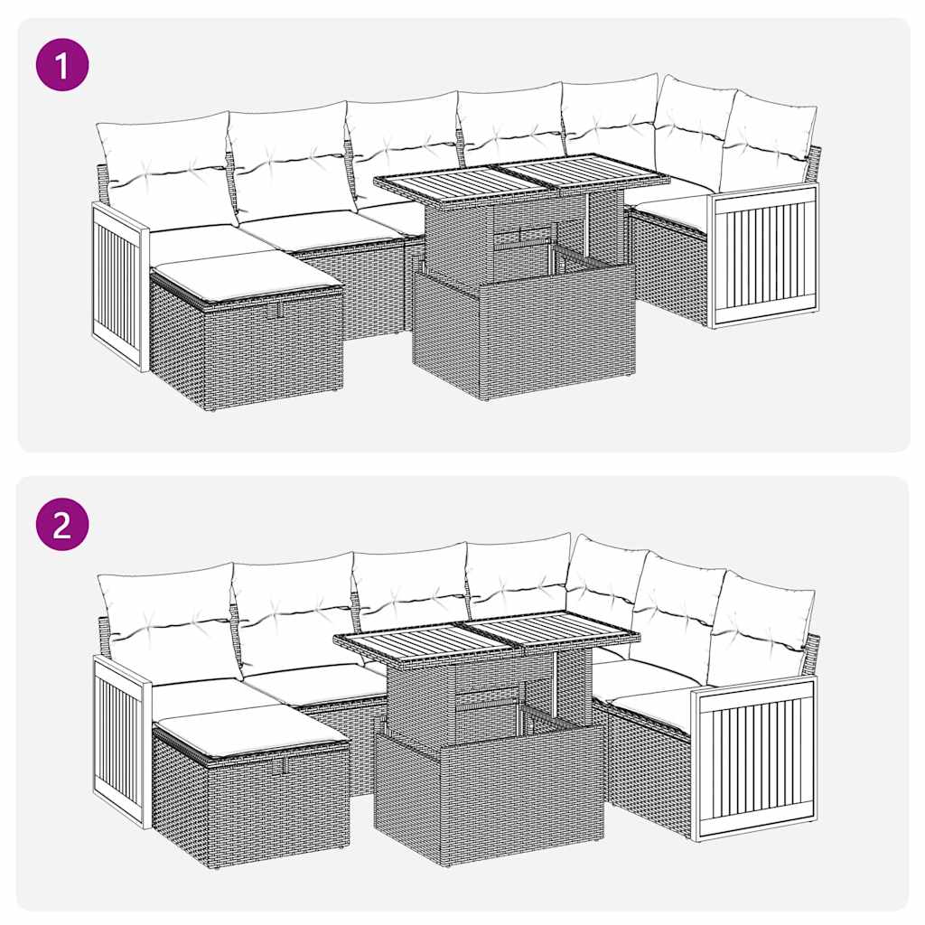 Vrtna sedežna garnitura 5-delna z blazinami črn poli ratan - slika 13