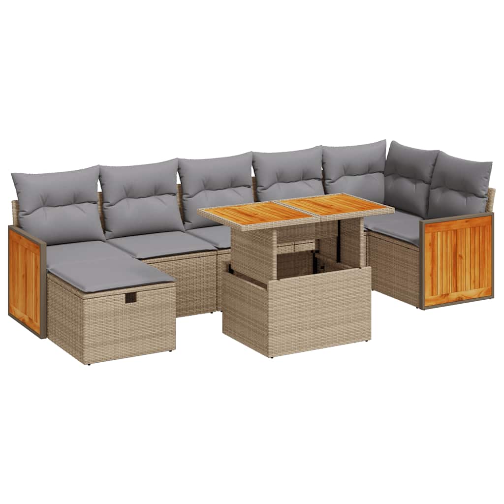 Thumbnail - vidaXL 5-tlg. Garten-Sofagarnitur mit Kissen Beige Poly Rattan
