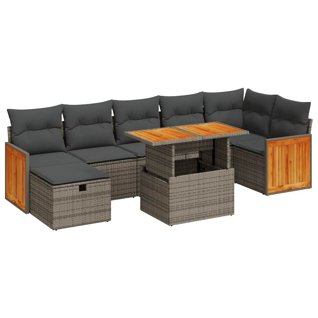 Thumbnail - vidaXL 5-tlg. Garten-Sofagarnitur mit Kissen Grau Poly Rattan