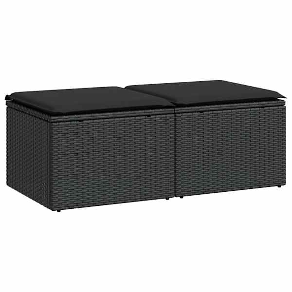 vidaXL 2-osaline aiadiivani komplekt patjadega, must, rotang/akaatsia