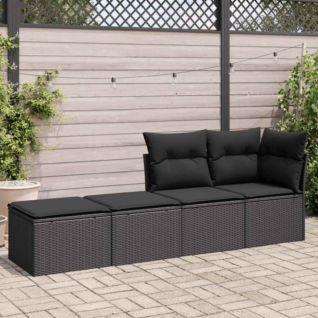 vidaXL 2-delige Loungeset met kussens poly rattan acacia zwart