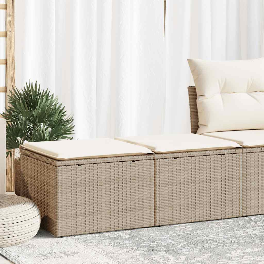 vidaXL 2-tlg. Garten-Sofagarnitur mit Kissen Beige Poly Rattan Akazie