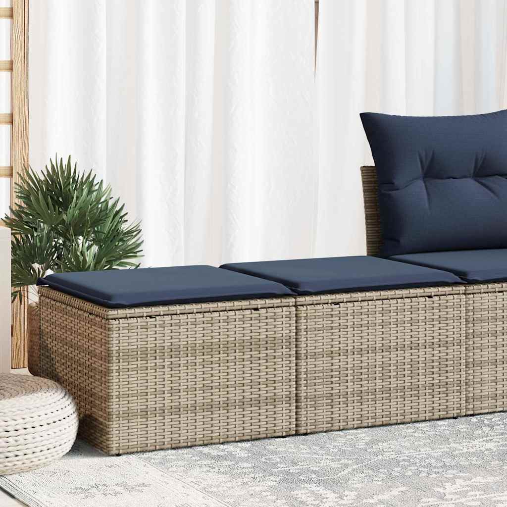 2 Piece Garden Sofa Set with Cushions Grey Poly Rattan Acacia