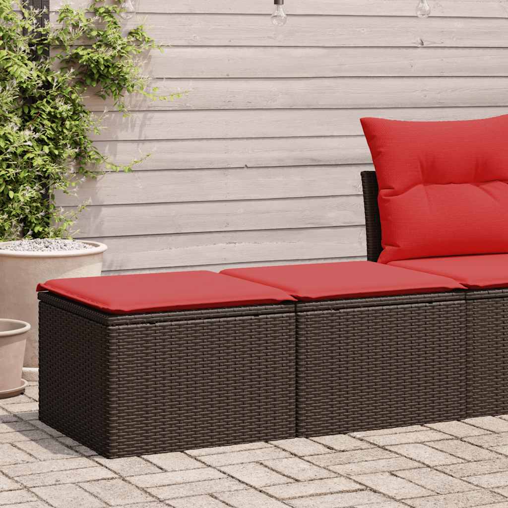 2 Piece Garden Sofa Set with Cushions Brown Poly Rattan Acacia