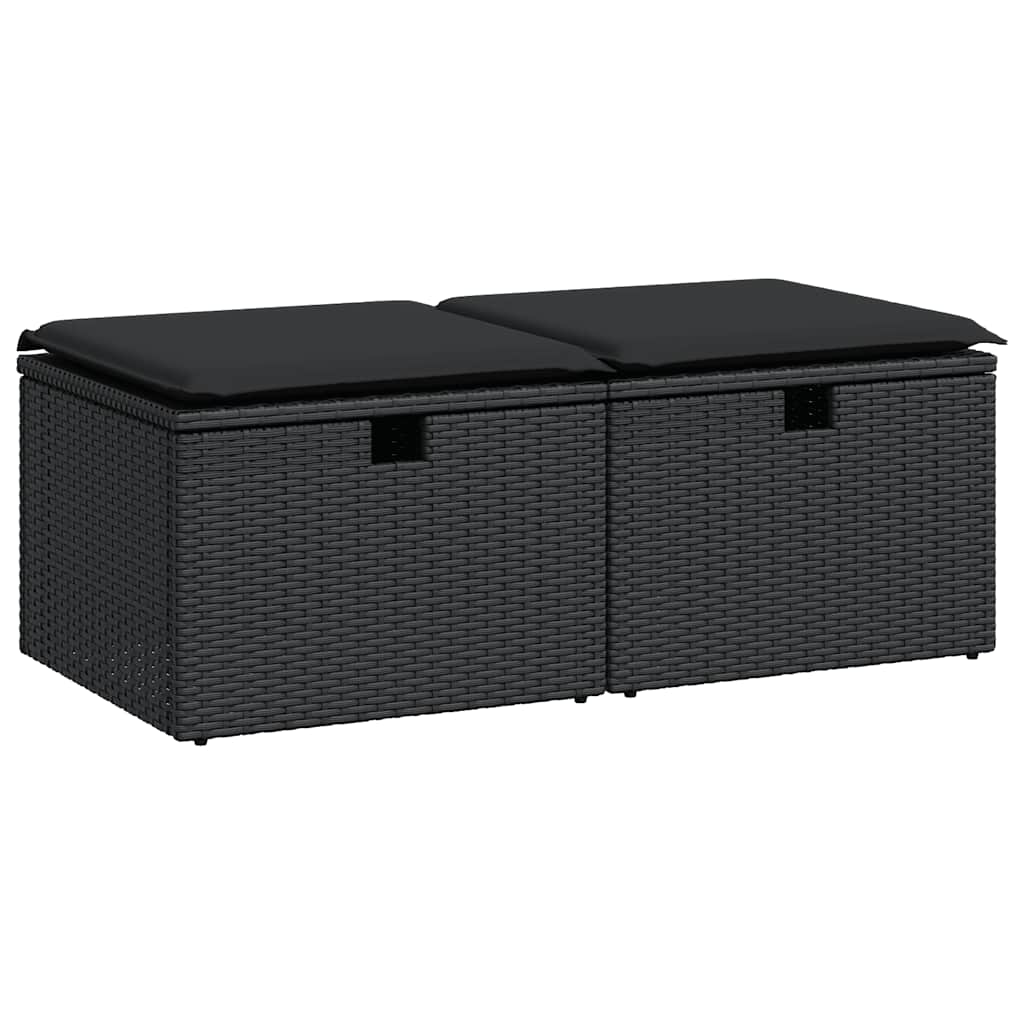 vidaXL 2-delige Loungeset met kussens poly rattan acacia zwart, foto 3