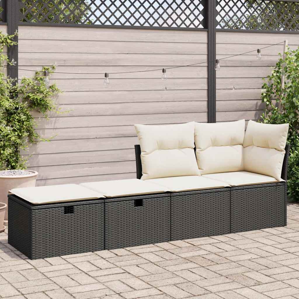vidaXL 2-delige Loungeset met kussens poly rattan acacia zwart, foto 2