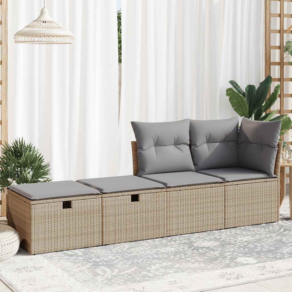 vidaXL 2-delige Loungeset met kussens poly rattan acacia beige afbeelding