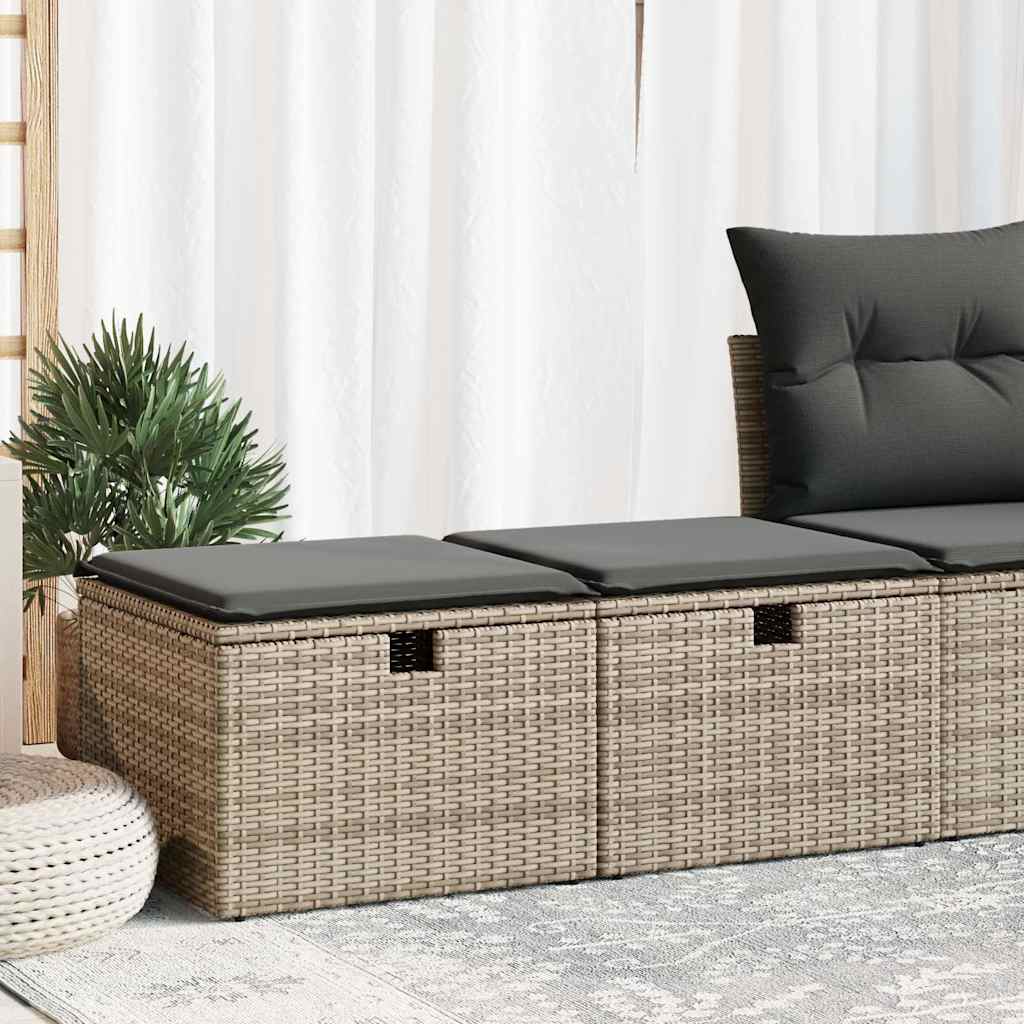 vidaXL 2-tlg. Garten-Sofagarnitur mit Kissen Grau Poly Rattan Akazie