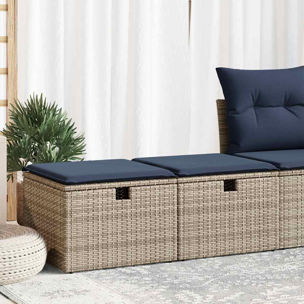 2 Piece Garden Sofa Set with Cushions Grey Poly Rattan Acacia