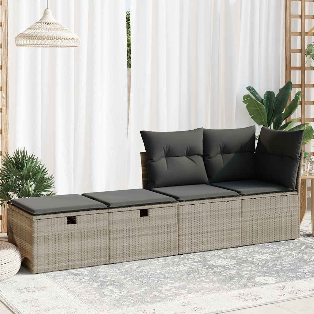 vidaXL 2-delige Loungeset met kussens poly rattan acacia lichtgrijs