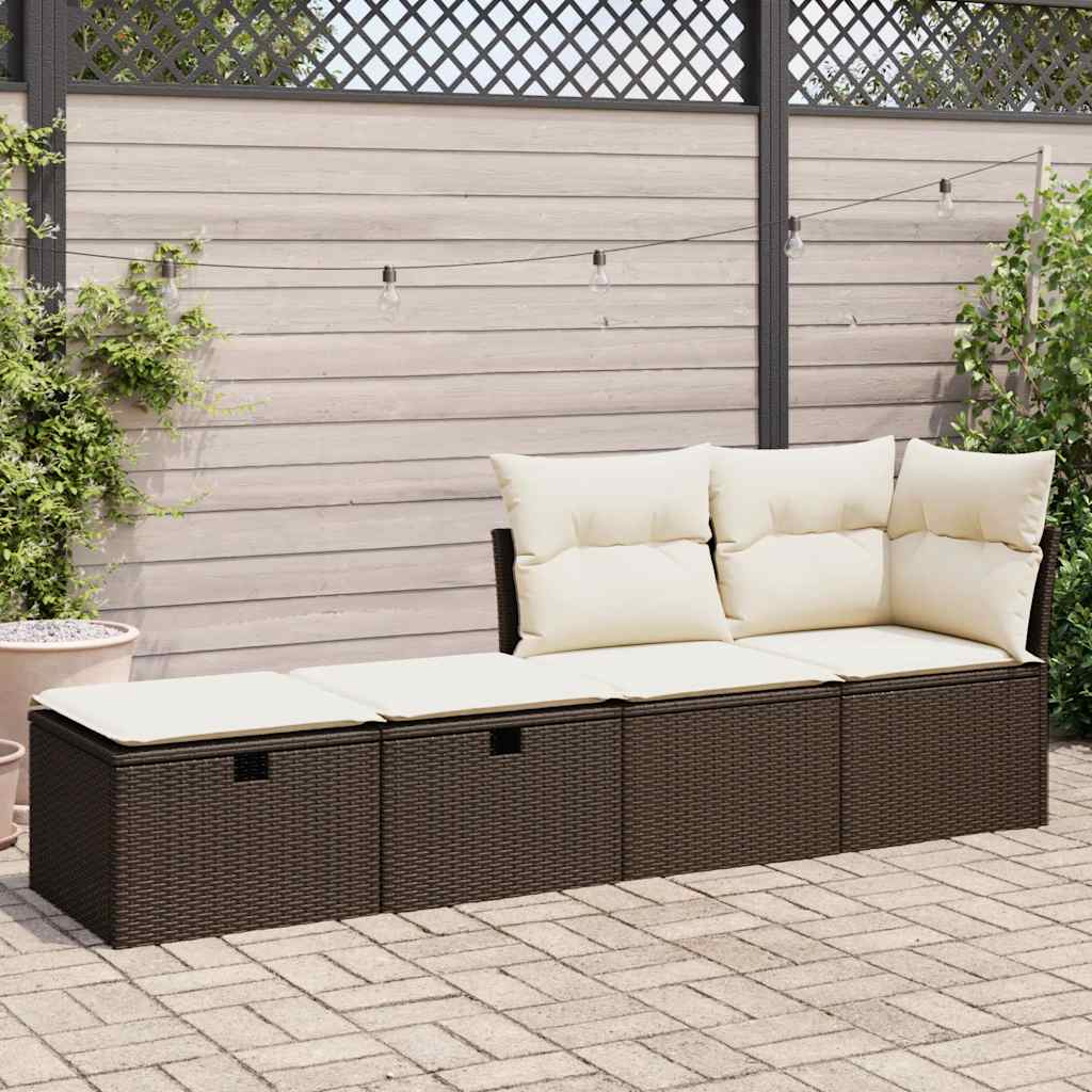 vidaXL 2-delige Loungeset met kussens poly rattan acacia bruin