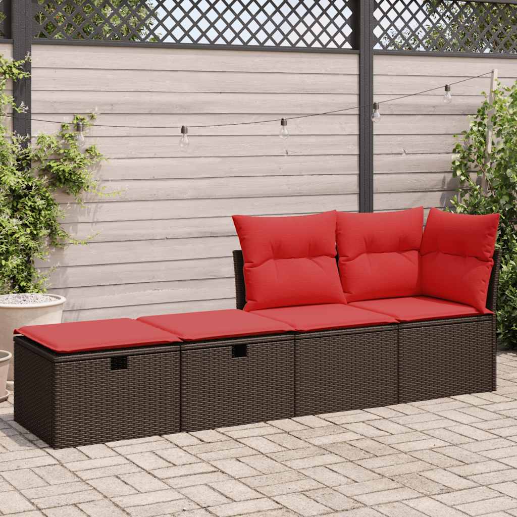 vidaXL 2-delige Loungeset met kussens poly rattan acacia bruin