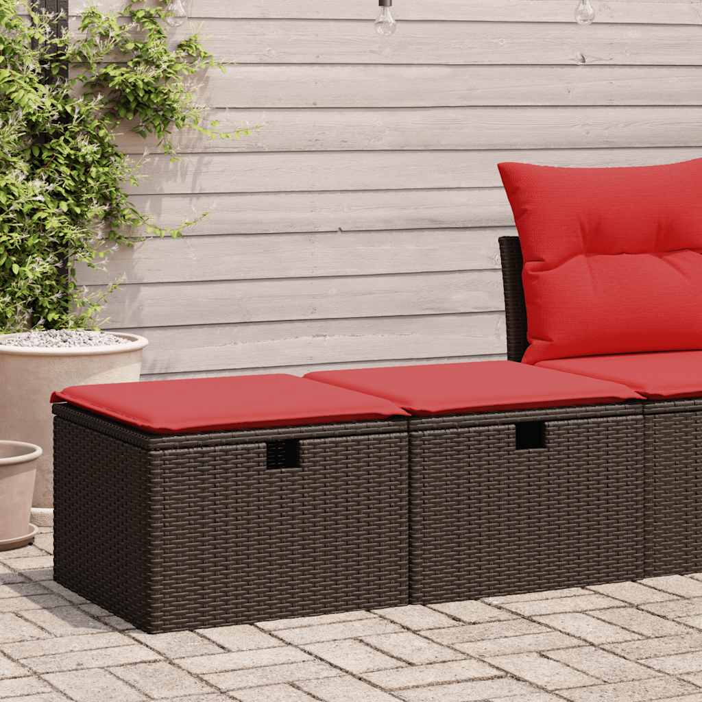 2 Piece Garden Sofa Set with Cushions Brown Poly Rattan Acacia