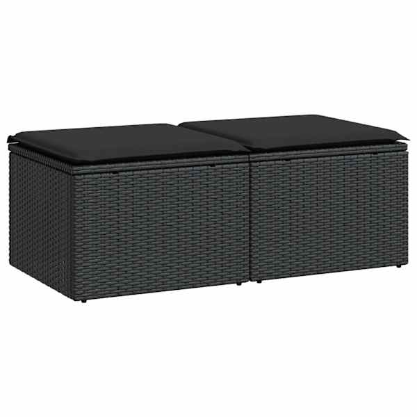 vidaXL 2-osaline aiadiivani komplekt patjadega, must, rotang/akaatsia