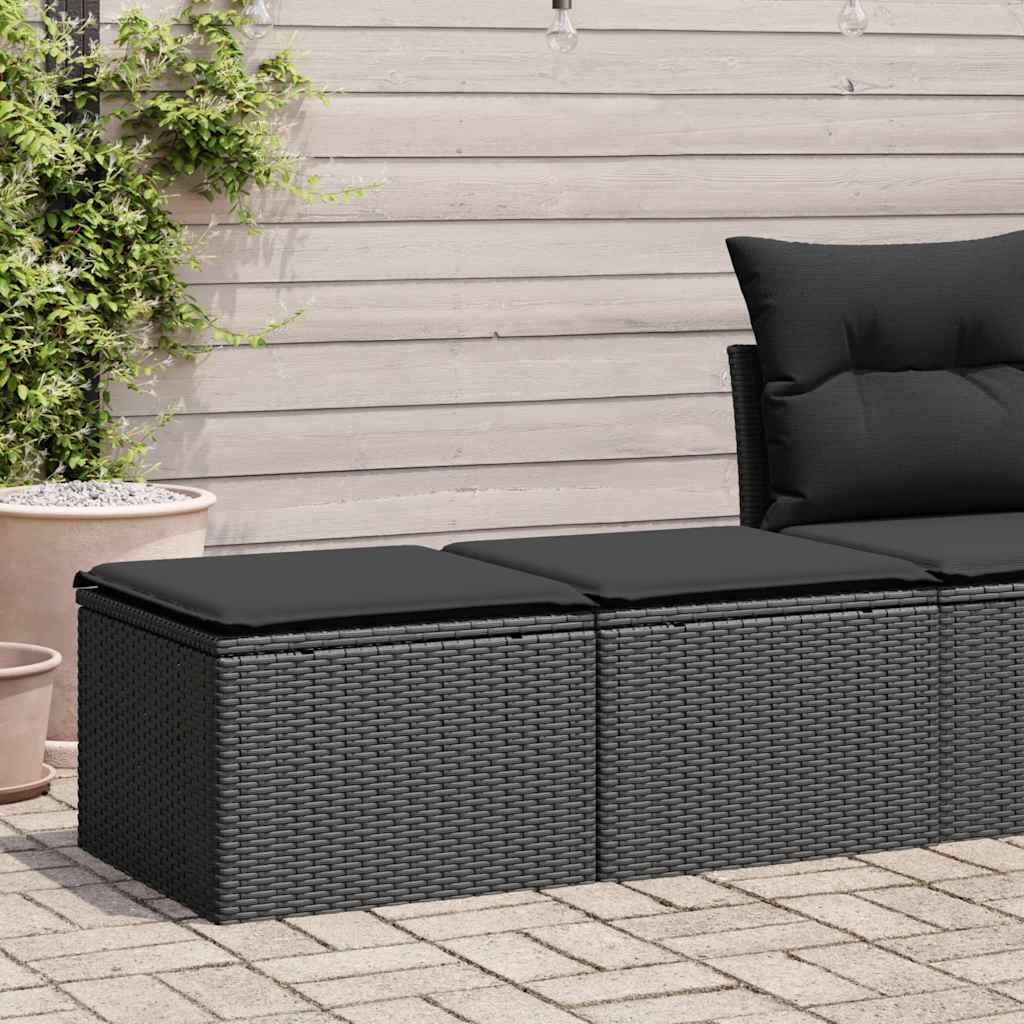 2-tlg. Garten-Sofagarnitur mit Kissen Schwarz Poly Rattan