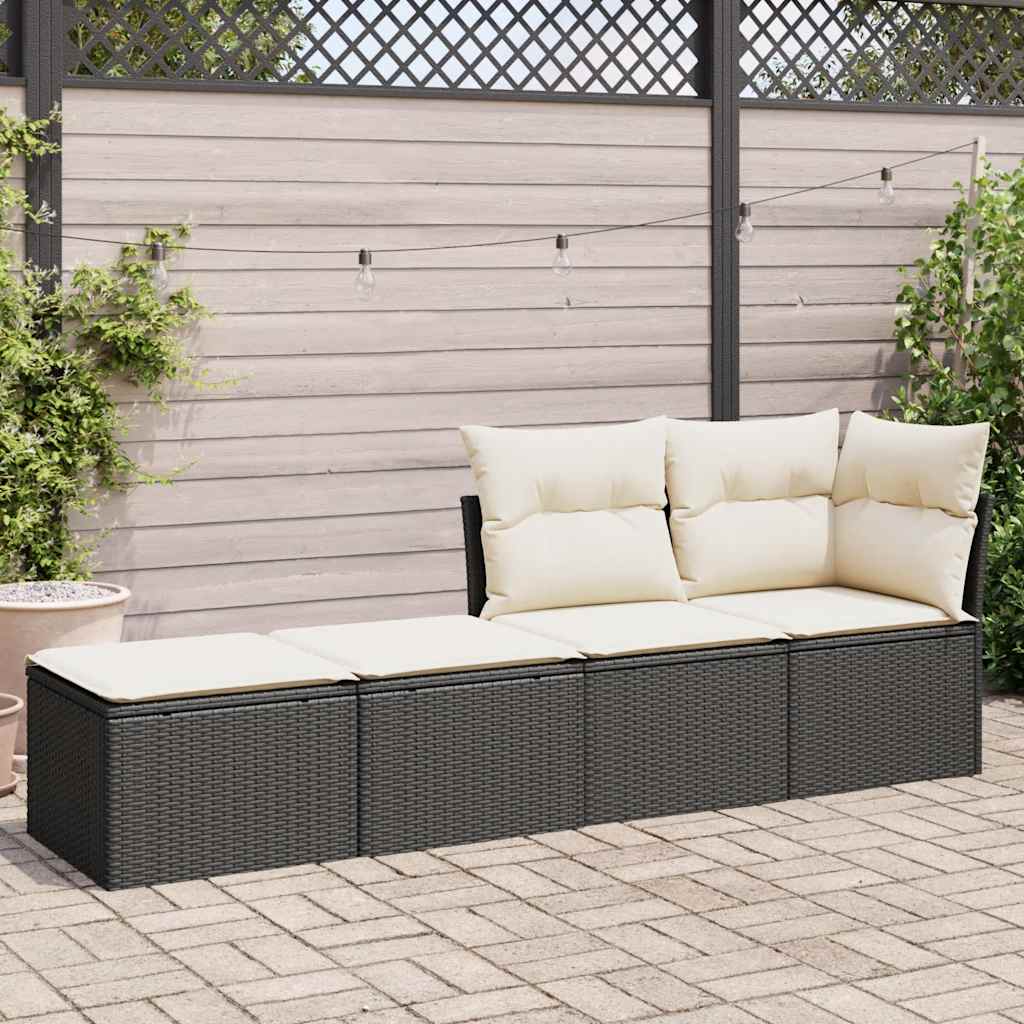Thumbnail - vidaXL 2-tlg. Garten-Sofagarnitur mit Kissen Schwarz Poly Rattan