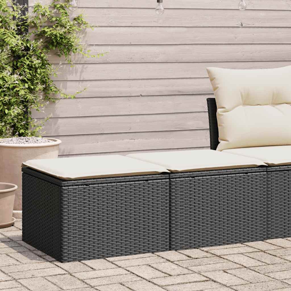 vidaXL 2-tlg. Garten-Sofagarnitur mit Kissen Schwarz Poly Rattan