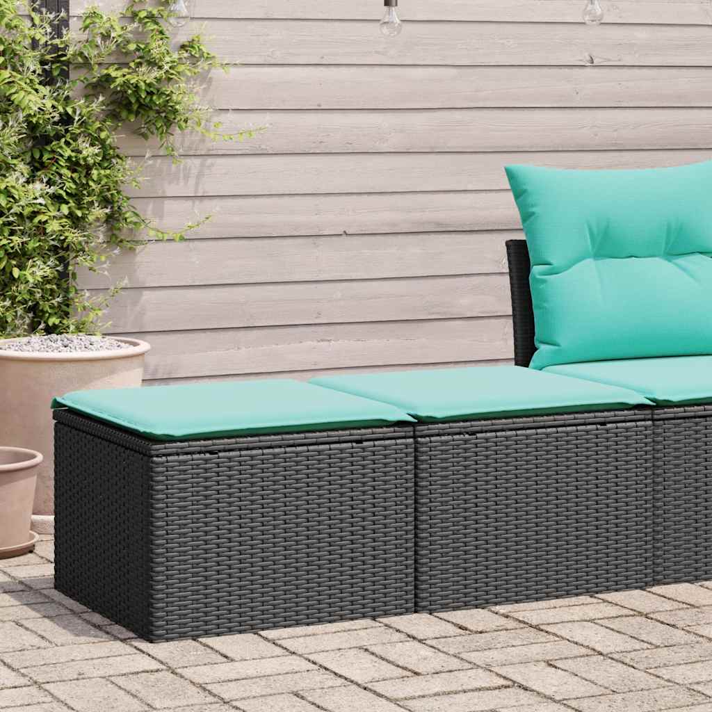 vidaXL 2-tlg. Garten-Sofagarnitur mit Kissen Schwarz Poly Rattan