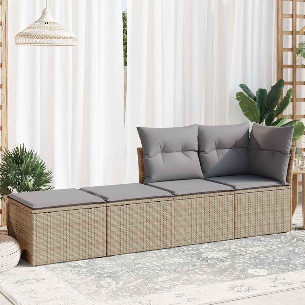 vidaXL 2-delige Loungeset met kussens poly rattan acacia beige