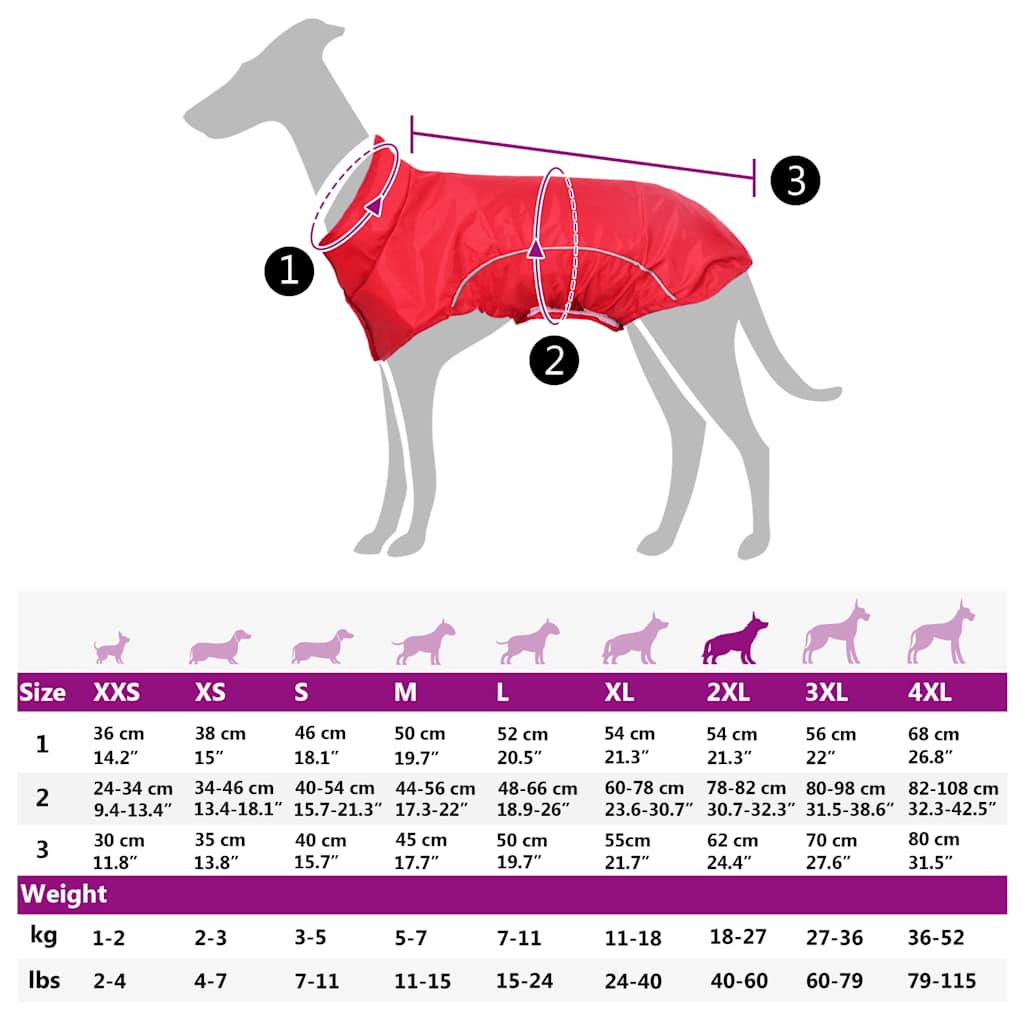 Hondenregenjas met reflecterende strips polyester rood 2XL image 13