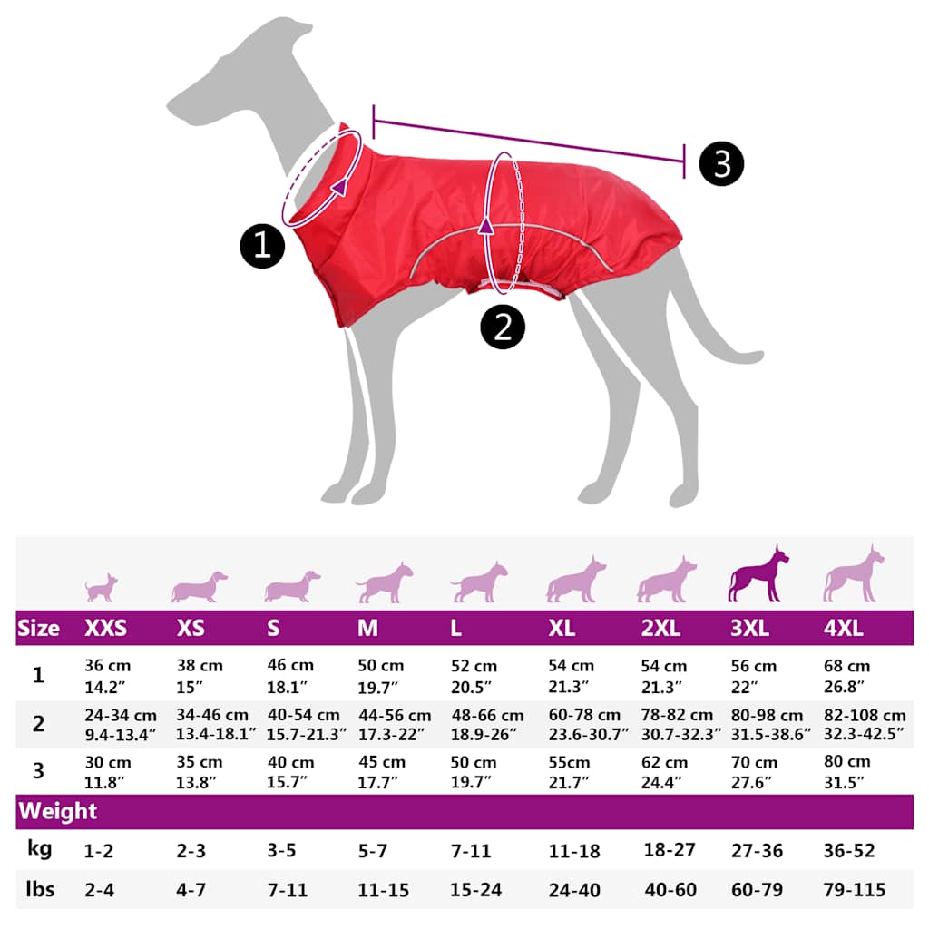 Hondenregenjas met reflecterende strips polyester rood 3XL image 13