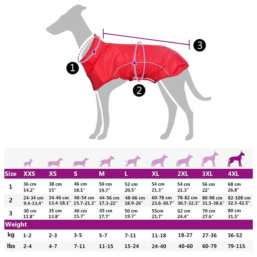 Hondenregenjas met reflecterende strips polyester rood 4XL image 13