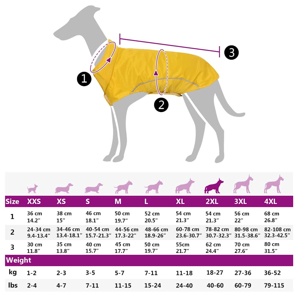 Hondenregenjas met reflecterende strips polyester geel 2XL image 13
