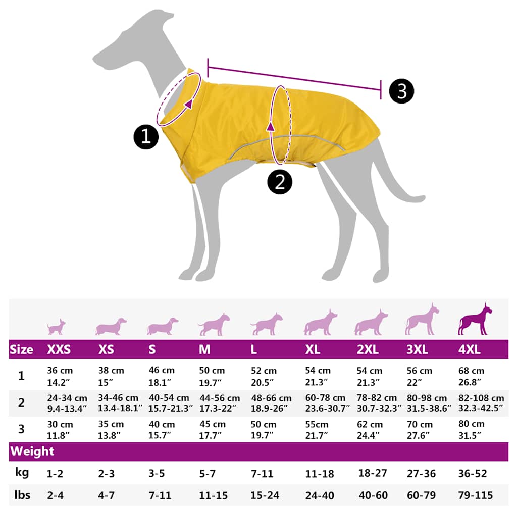 Hondenregenjas met reflecterende strips polyester geel 4XL image 13