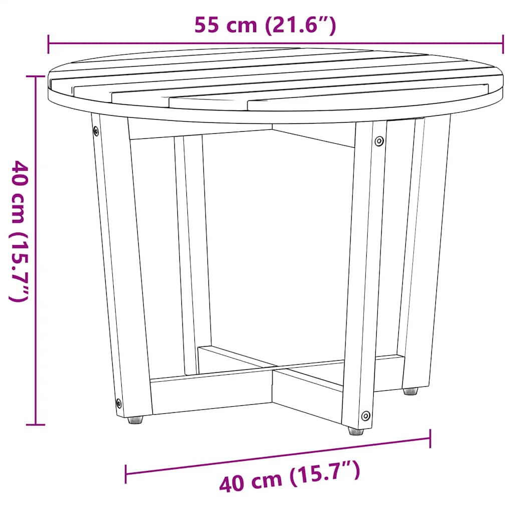 Tuinbijzettafel rond Ø55x40 cm massief acaciahout image 12