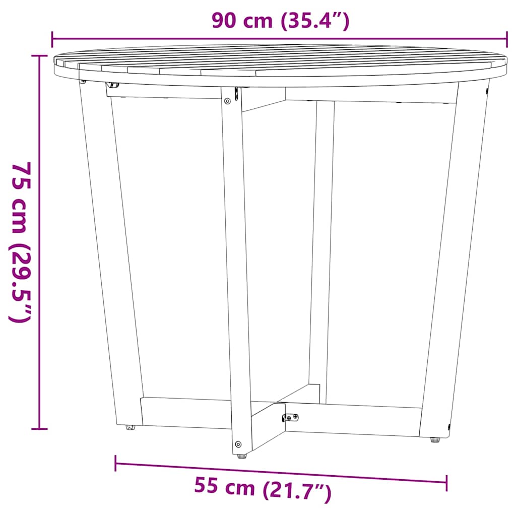 Tuintafel rond Ø90x75 cm massief acaciahout image 12