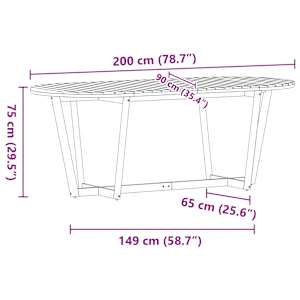 Zahradní jídelní stůl oválný 200 x 90 x 75 cm masivní akácie - obrázek 12
