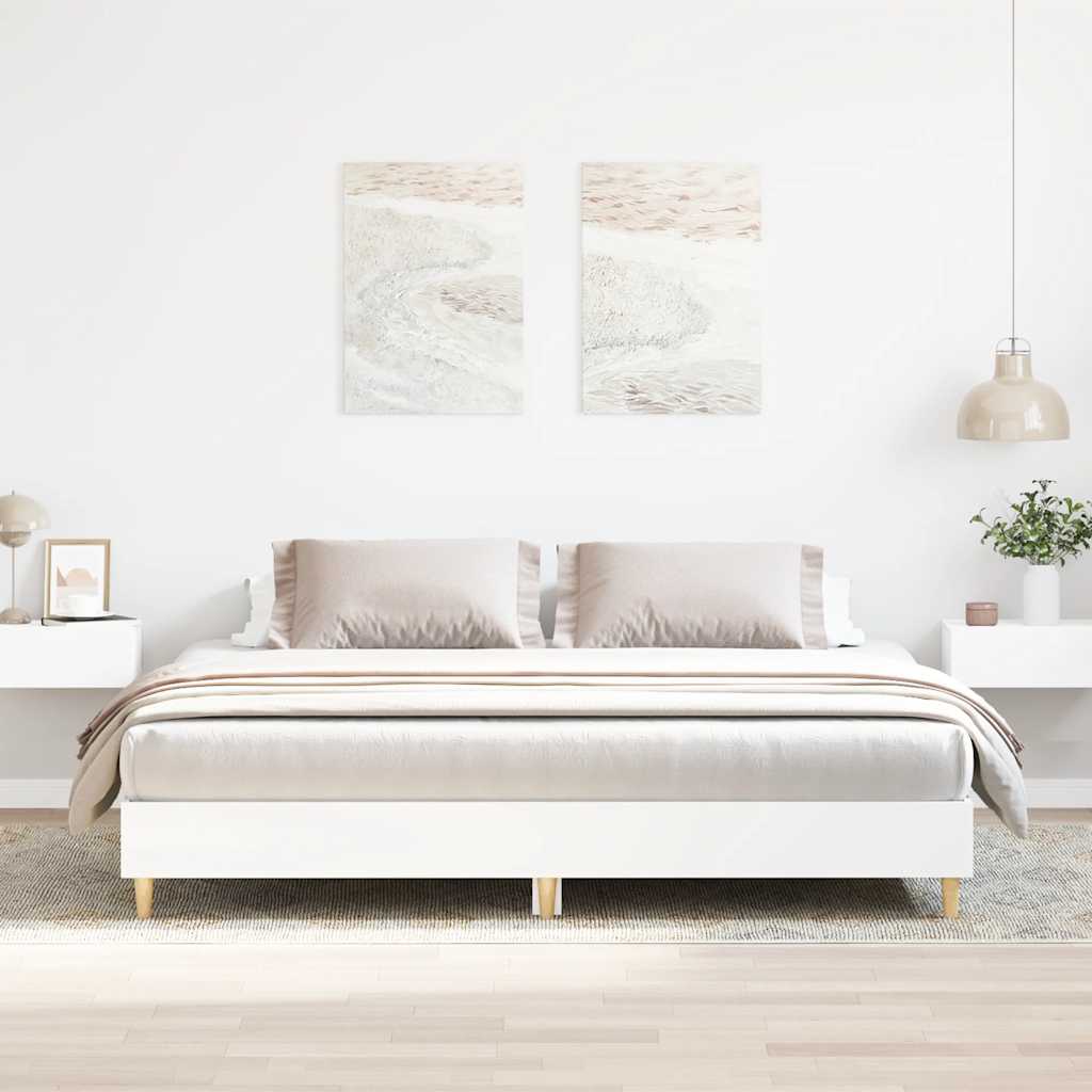 vidaXL Sängynrunko ilman patjaa valkoinen 200x200 cm tekninen puu