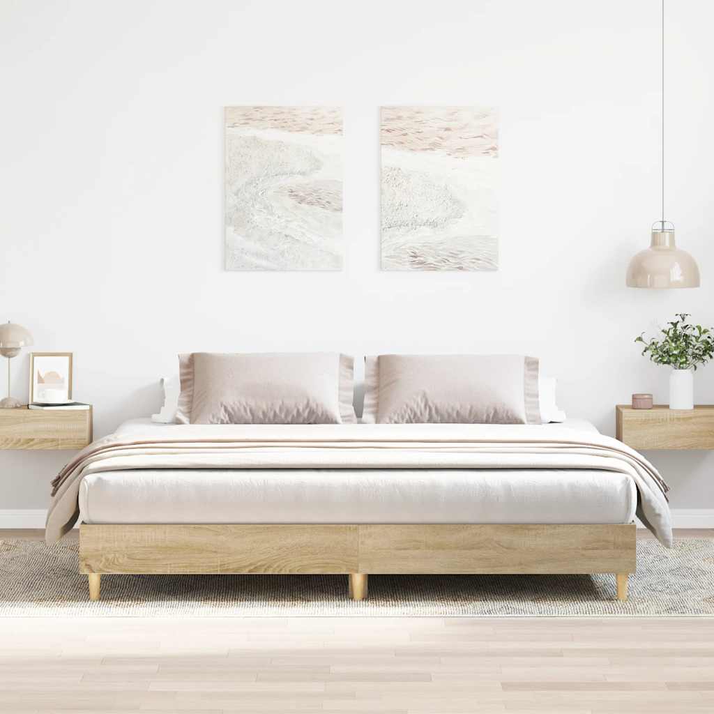 vidaXL Sängynrunko ilman patjaa sonoma-tammi 200x200 cm tekninen puu