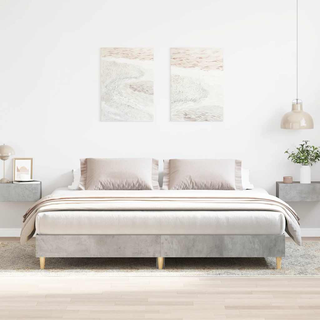 vidaXL Sängynrunko ilman patjaa betoninharmaa 200x200 cm tekninen puu