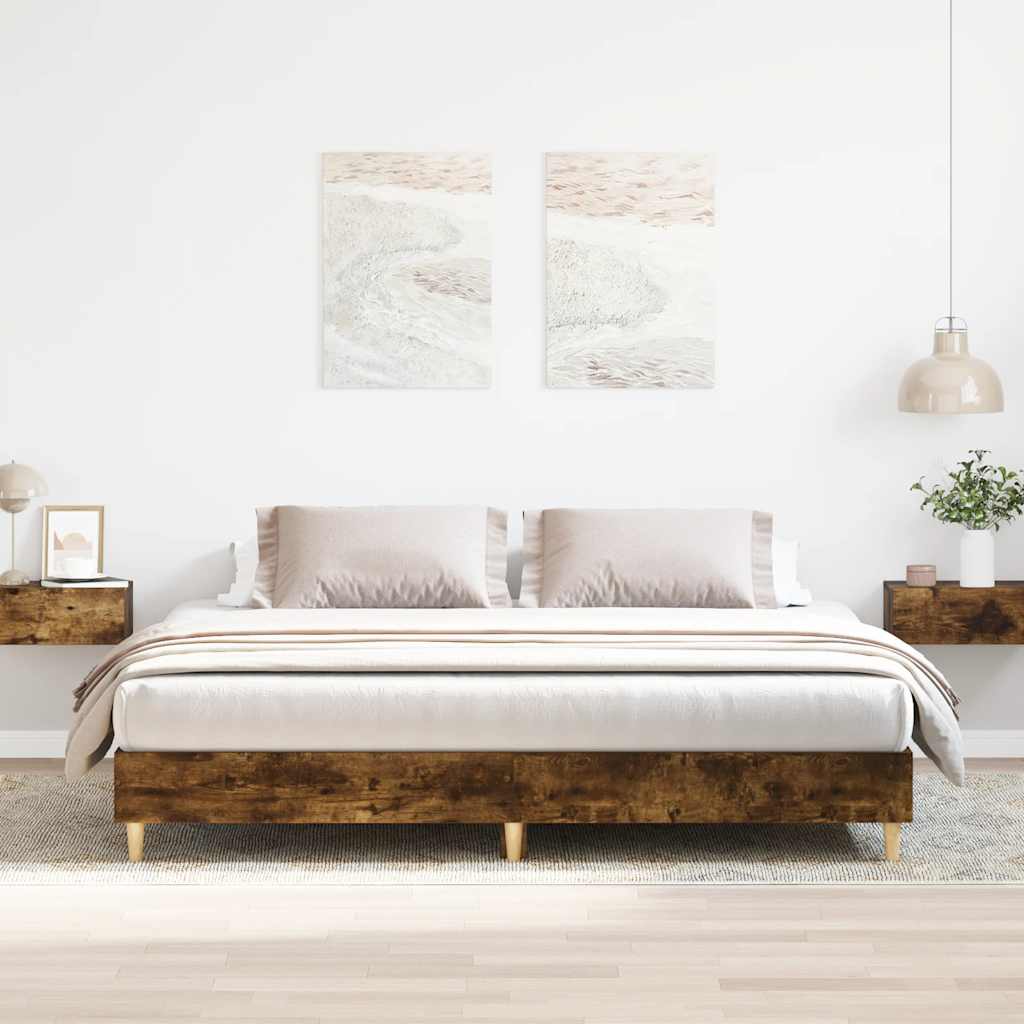 vidaXL Sängynrunko ilman patjaa savutammi 200x200 cm tekninen puu