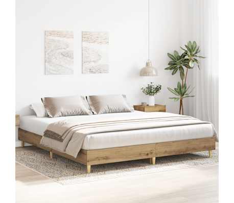 vidaXL Bettgestell ohne Matratze Artisan-Eiche 200x200cm Holzwerkstoff