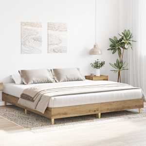 vidaXL Bettgestell ohne Matratze Artisan-Eiche 200x200cm Holzwerkstoff
