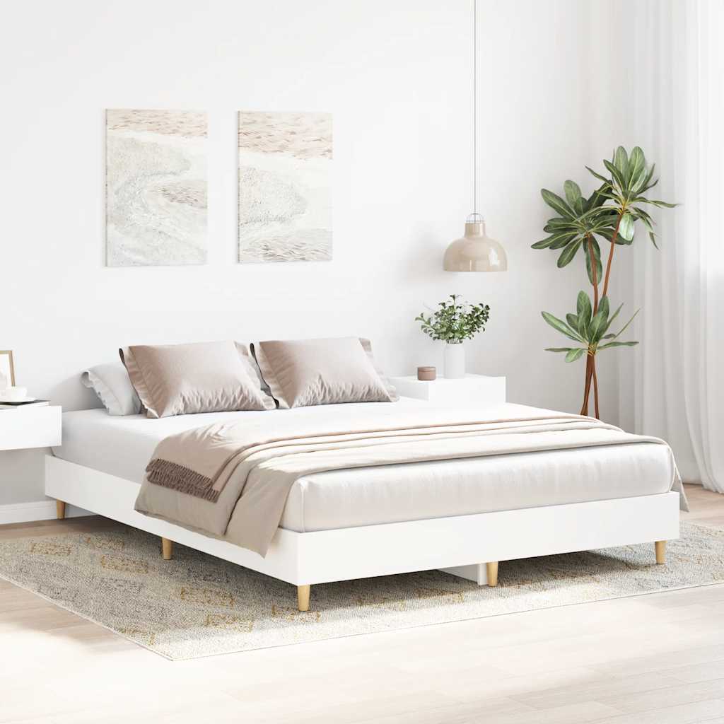 vidaXL Bedframe zonder matras 150x200 cm spaanplaat wit afbeelding