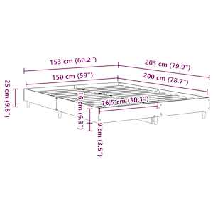 Rám postele bez matrace černý 150x200 cm Technické dřevo - obrázek 10