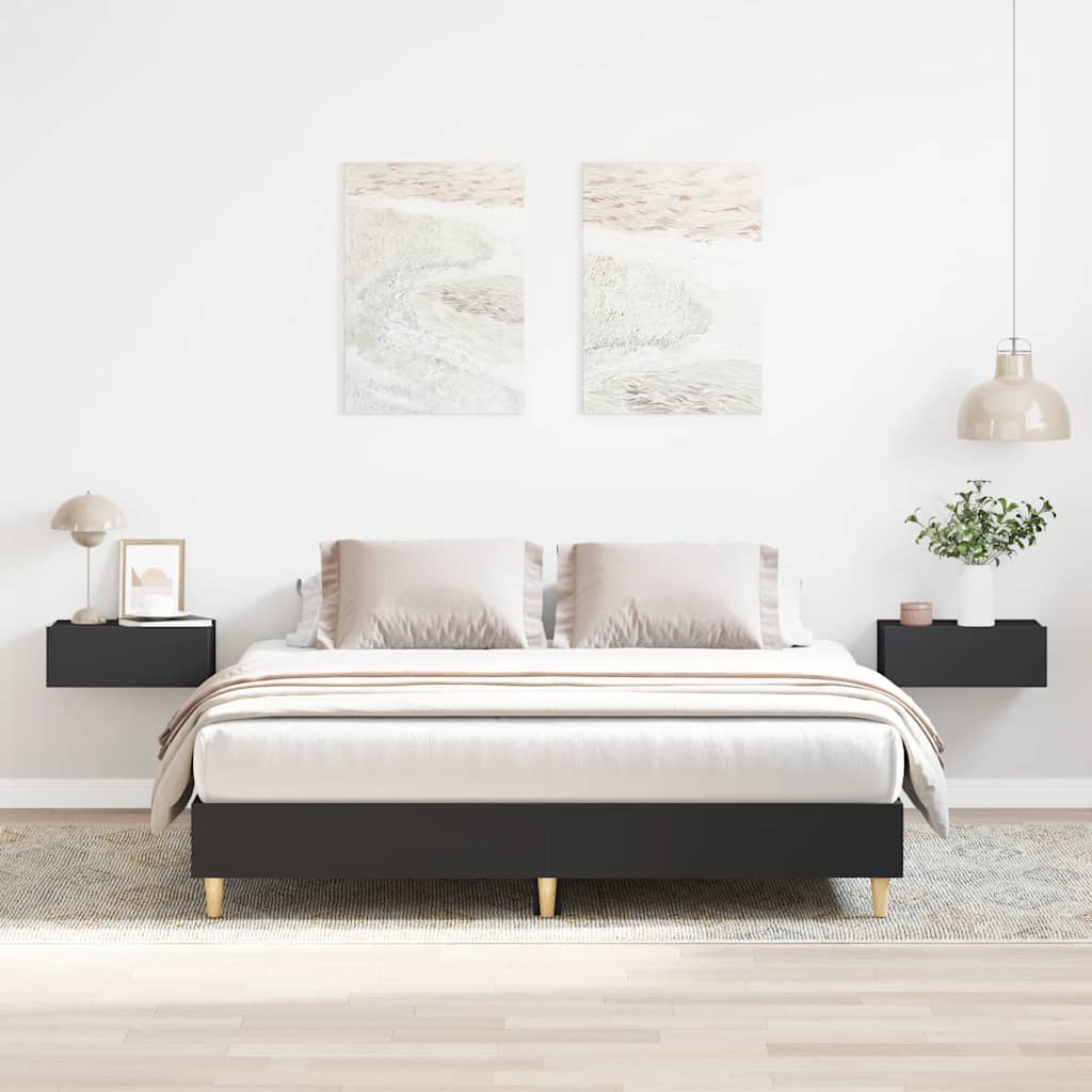 vidaXL Sängynrunko ilman patjaa musta 150x200 cm tekninen puu