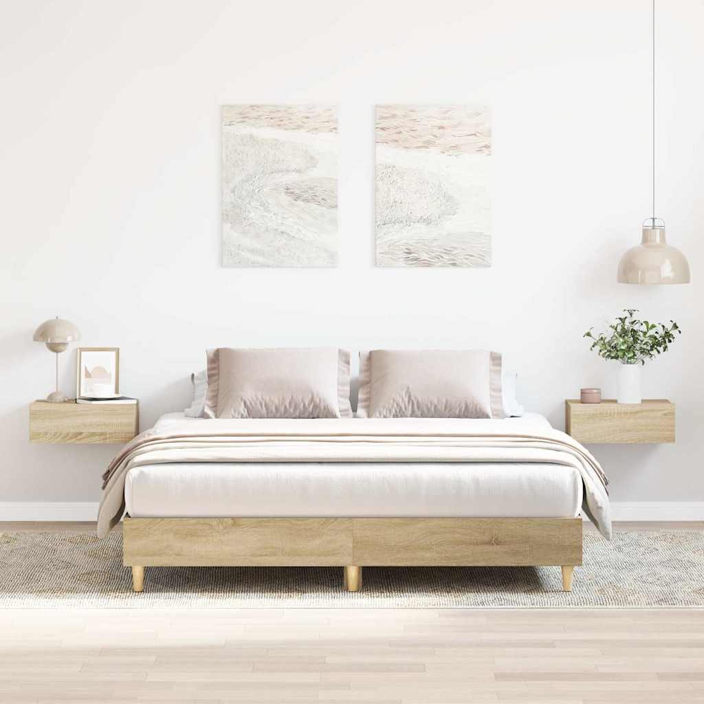 vidaXL Sängynrunko ilman patjaa Sonoma tammi 150x200 cm tekninen puu