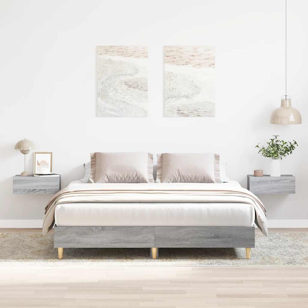 vidaXL Sängynrunko ilman patjaa harmaa Sonoma 150x200 cm tekninen puu
