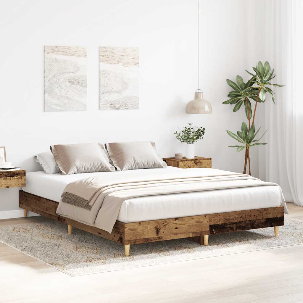 vidaXL Bedframe zonder matras 150x200 cm spaanplaat bewerkt hout afbeelding